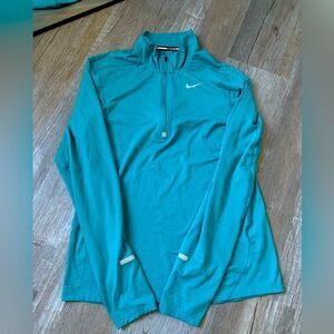 Nike Dri Fit Running Quarter Zip Long Sleeve Jacket Top Athleisure Teal Blue S